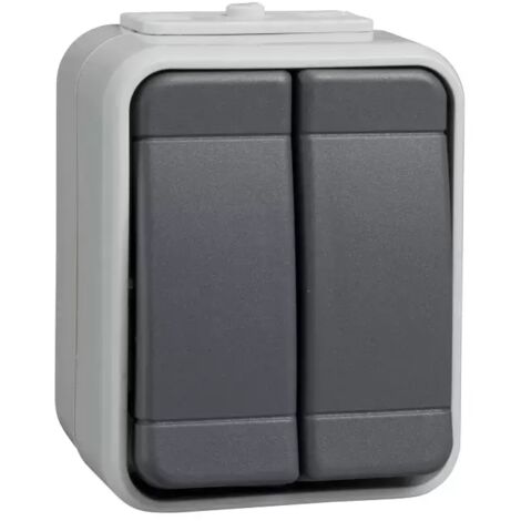 Elso Doppeltaster 10A AquaTop Steckklemme licht/basaltgrau 442509