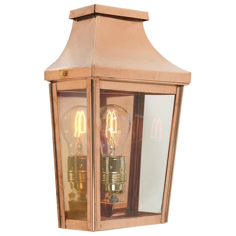 1 Light Outdoor Wall Half Lantern Light Copper IP44, E27 - Elstead