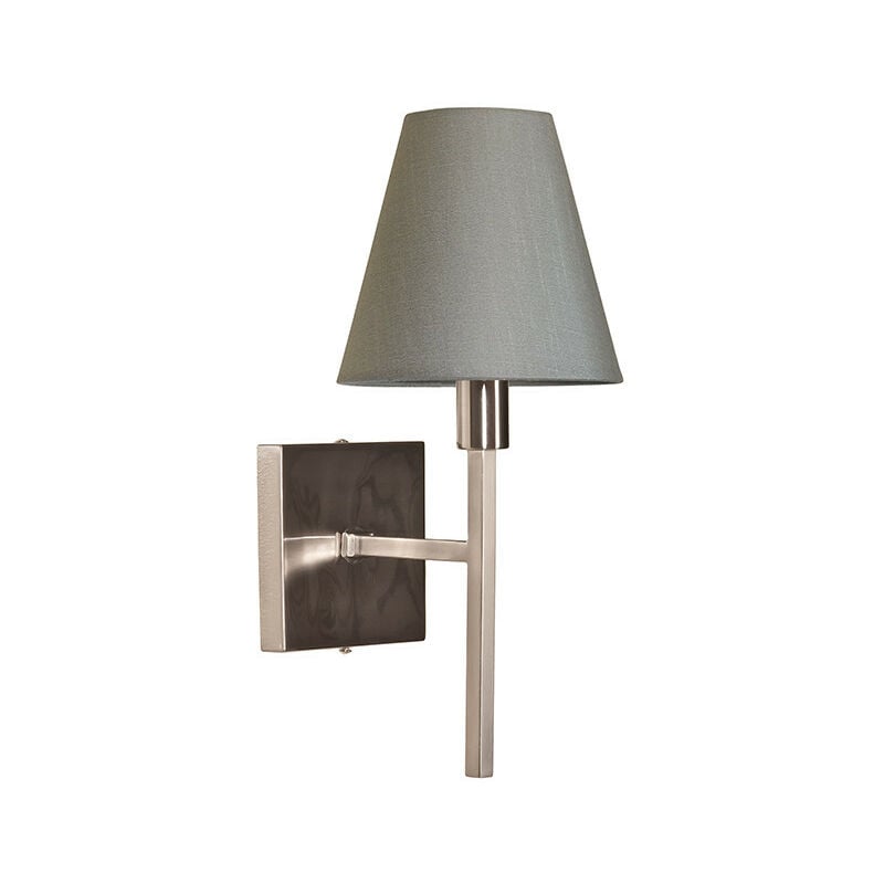 1 Light Wall Light, Brushed Nickel with Grey Shade - Elstead