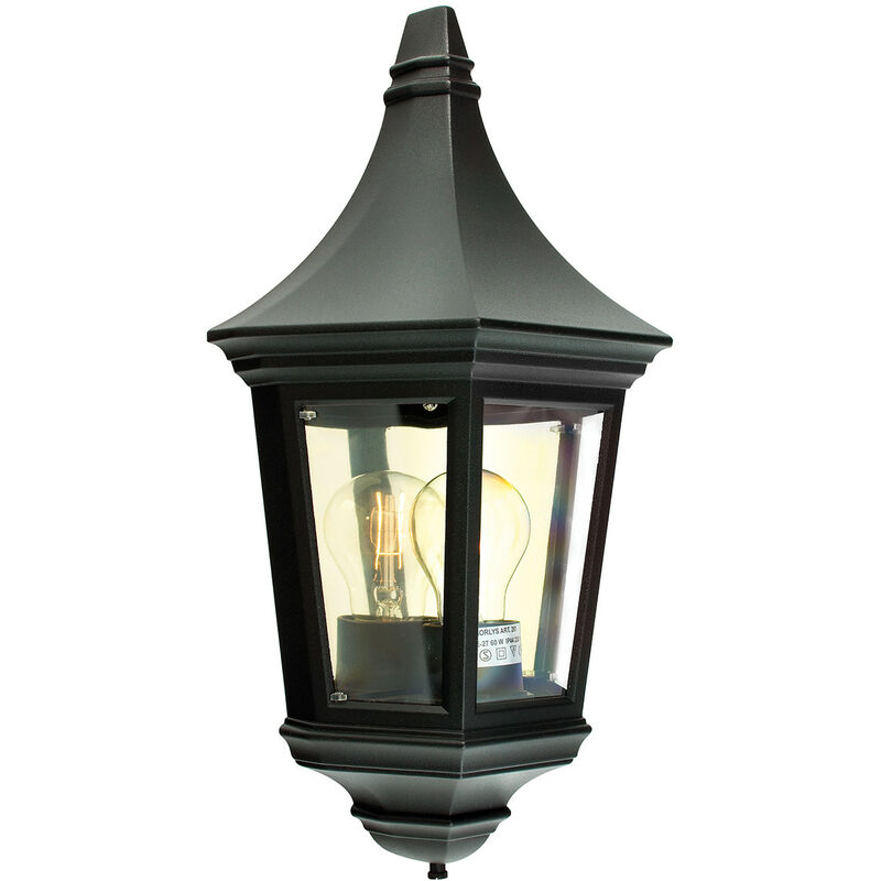 

Elstead - 1 luz de pared para exteriores, media linterna, negra, IP54, E27