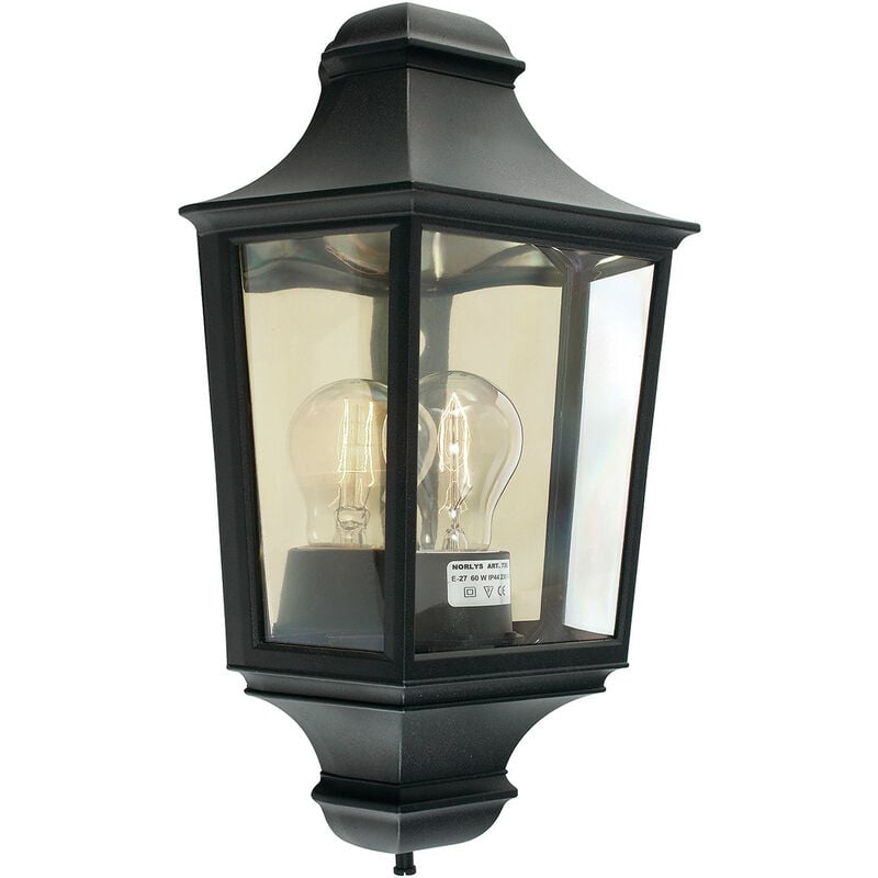 

Elstead - 1 luz de pared para exteriores, media linterna, negra, IP65, E27