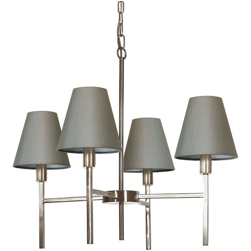 4 Light Pendant Chandelier with Grey Shade - Elstead