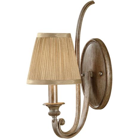 Elstead Abbey - Applique da parete a 1 luce per interni, argento sabbia con paralume, attacco E14