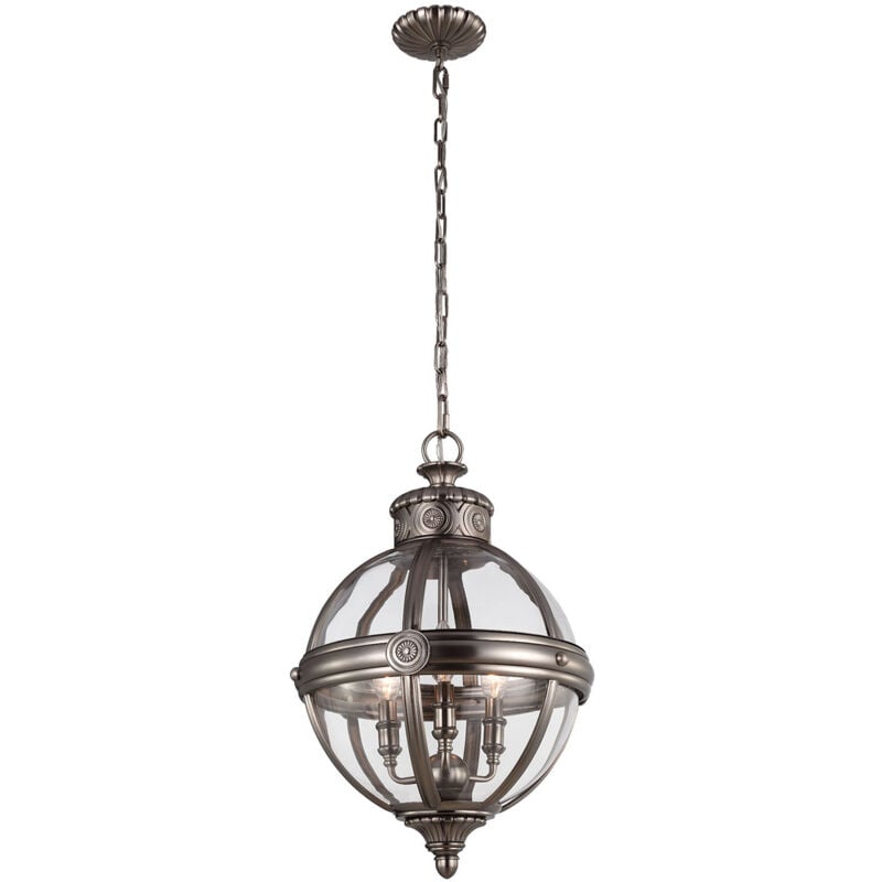 Adams - Lampadario a 3 luci a soffitto Lampadario a sospensione Nichel antico, E14 - Elstead