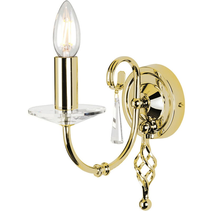 Aegean - 1 Light Indoor Candle Wall Light Polished Brass, E14 - Elstead