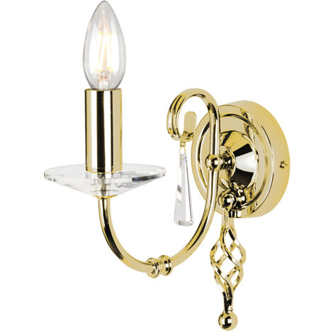 Elstead Aegean - Applique da parete a candela per interni a 1 luce in ottone lucido, E14