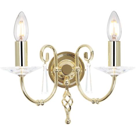 Elstead Aegean - Applique murale à 2 ampoules pour bougie d'intérieur en laiton poli, E14