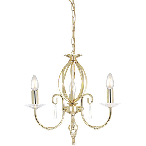 Elstead Aegean - Lampadario 3 Luci Finitura Ottone Lucido, E14