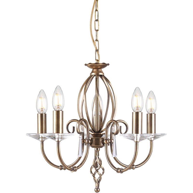 Elstead - Lampadario Classico Aegean Acciaio Ottone Anticato 5 Luci E14