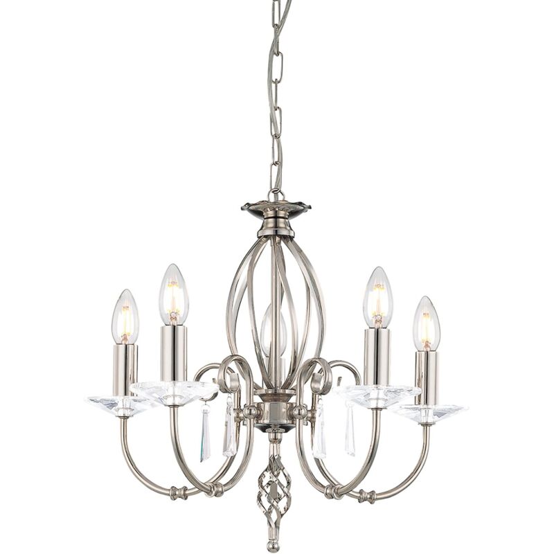 Lampadario Classico Aegean Acciaio Nichel Lucido 5 Luci E14