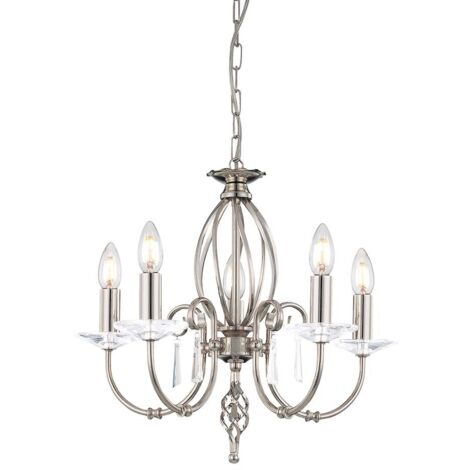 Elstead Aegean - Lampadario a 5 luci con finitura nichel lucido, E14