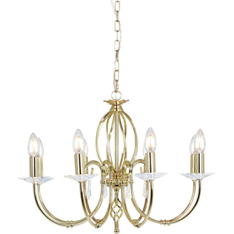 Elstead Aegean - Lampadario a 8 luci con finitura in ottone lucido, attacco E14