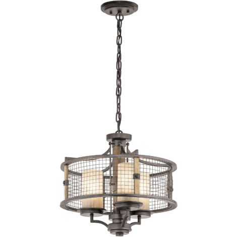Elstead Ahrendale - 3 Light Pendel Kronleuchter Light Mesh Iron, E27