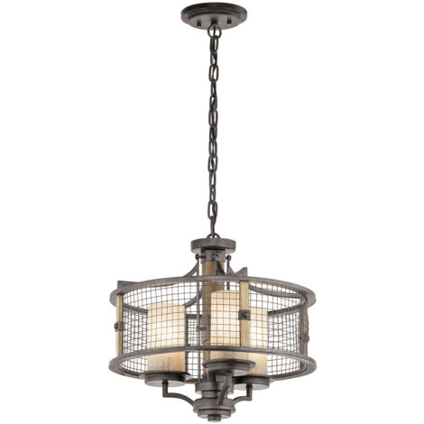 Elstead Ahrendale - Lampadario a sospensione a 3 luci Light Mesh Iron, E27