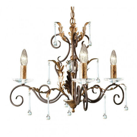 Elstead Amarilli - Lustre 3 Lumières Bronze, Design Feuilles Florales Dorées, E14