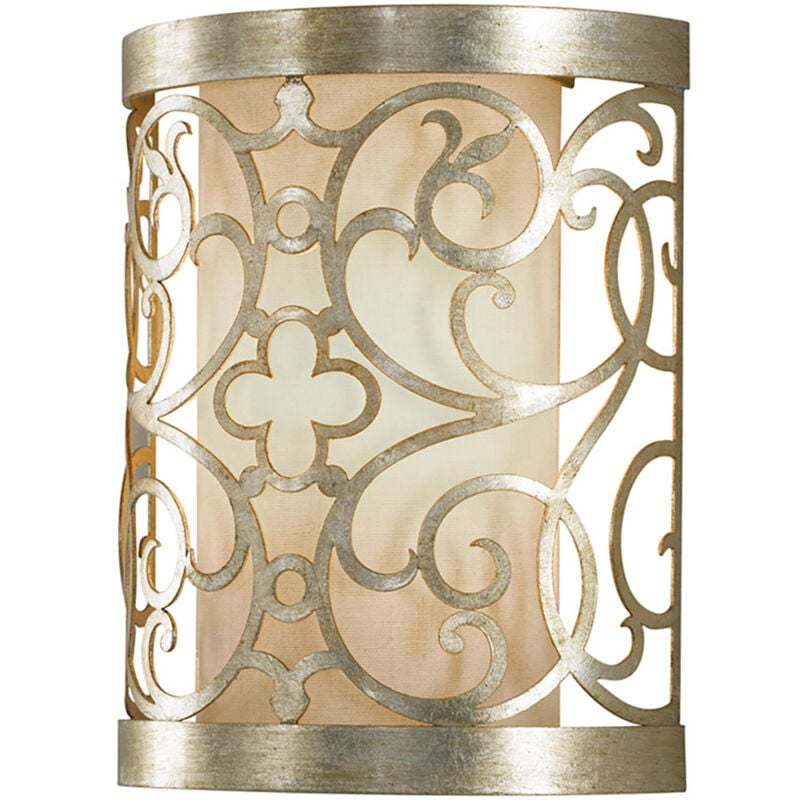 Applique Contemporanea Arabesque Acciaio Foglia Argento Vetro 1 Luce E14