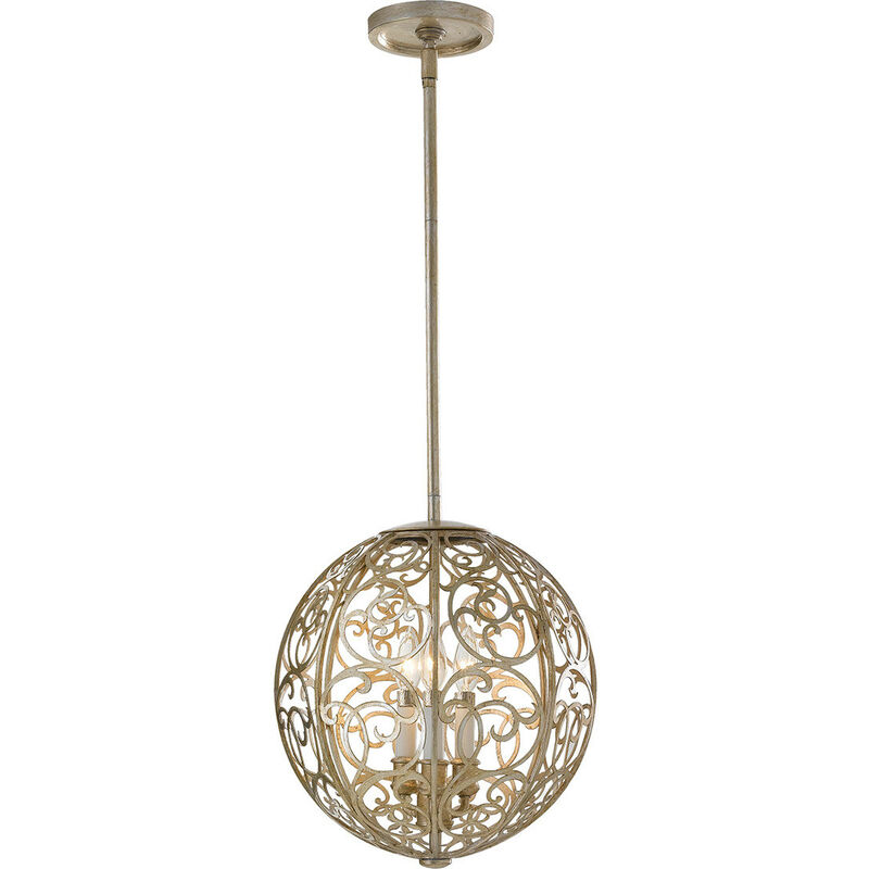 

Elstead Arabesque - Lámpara colgante de techo con 3 luces, hoja de plata, E14
