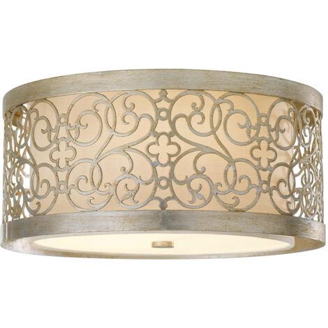 Elstead Arabesque - Plafonnier à 2 Lumières Feuille d'Argent, E27