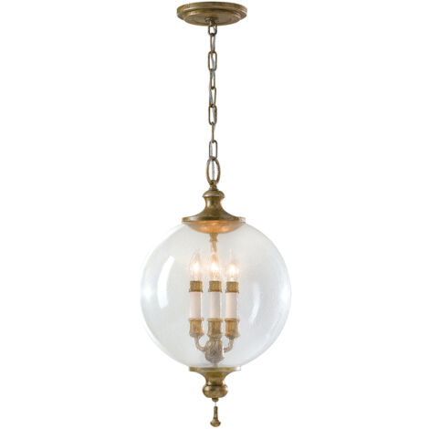 Elstead Argento - Sospensione 3 Luci Soffitto Foglia Argento Ossidato, attacco E14