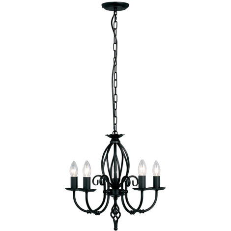 Elstead Artisan - 5 Light Chandelier Black Finish, E14