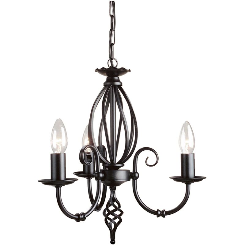 Lampadario Classico Artisan Acciaio Nero 3 Luci E14