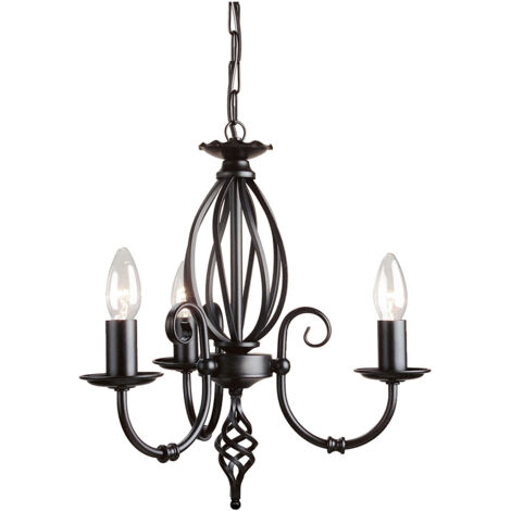 Elstead Artisan - Lampadario 3 Luci Finitura Nera, E14