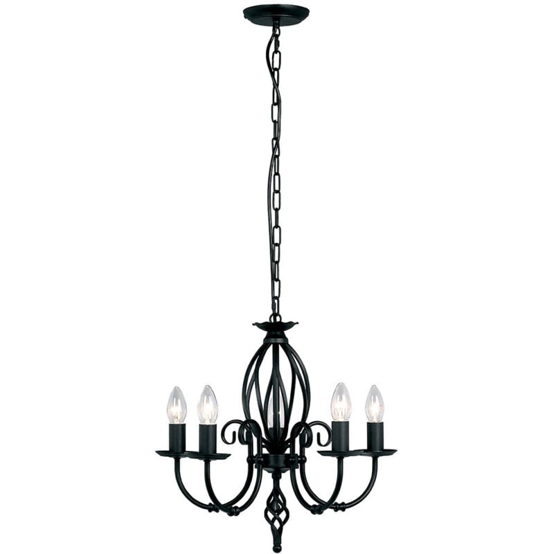 Artisan - Lampadario 5 Luci Finitura Nera, E14 - Elstead