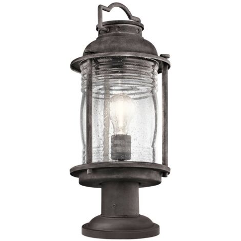 Elstead Ashland Bay - Lanterne sur piédestal d'extérieur à 1 lumière moyenne en zinc IP44, E27