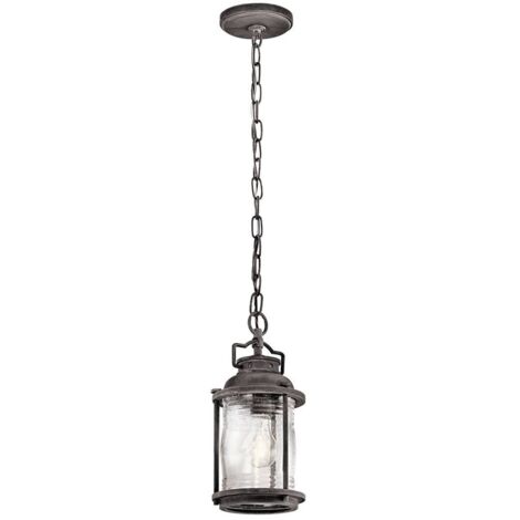 Elstead Ashland Bay - Petite lanterne à chaîne de plafond extérieure à 1 lumière, zinc IP44, E27