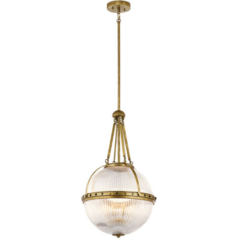 Elstead Aster - Sospensione a soffitto a 3 luci globo in ottone, attacco E14