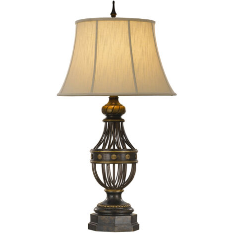 Elstead Augustine - Lampada da tavolo 1 luce marrone antico, E27