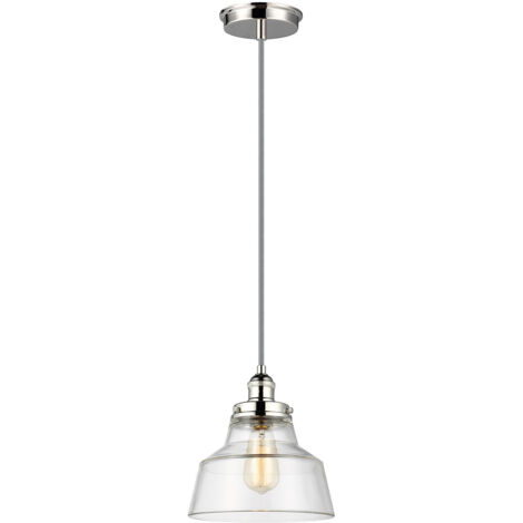 Elstead Baskin - 1 Light Dome Deckenanhänger aus poliertem Nickel, E27
