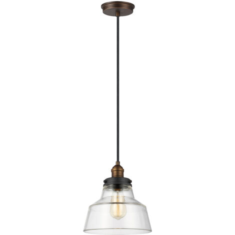 Elstead Baskin - Luminaire suspendu à 1 dôme en laiton, zinc foncé, E27
