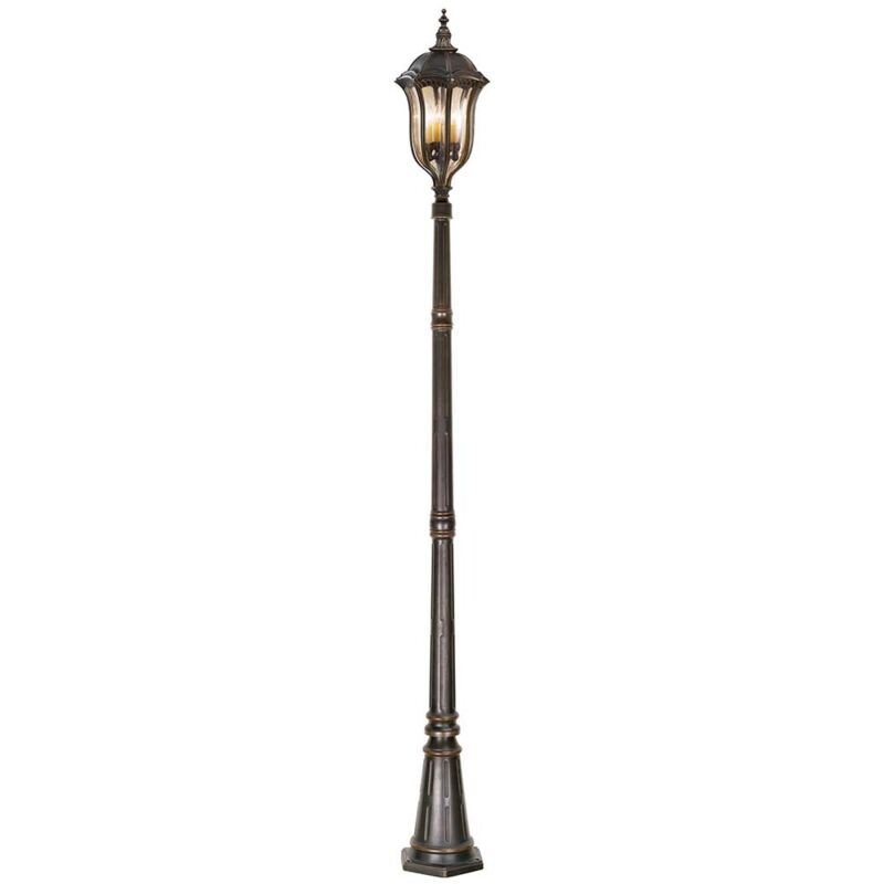 Lampada da esterno lampada da terra candelabro h 258 cm Lampione a 4 fiamme vetro acciaio
