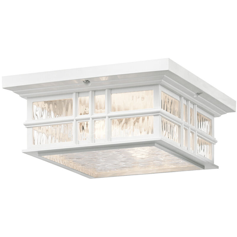 Elstead - Beacon Square Außen 2 Light Flush Mount, Weiß, Ip44, E27