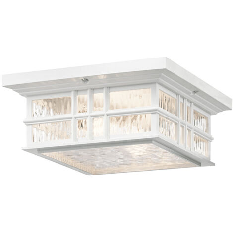 Elstead Beacon Square Außen 2 Light Flush Mount, Weiß, IP44, E27