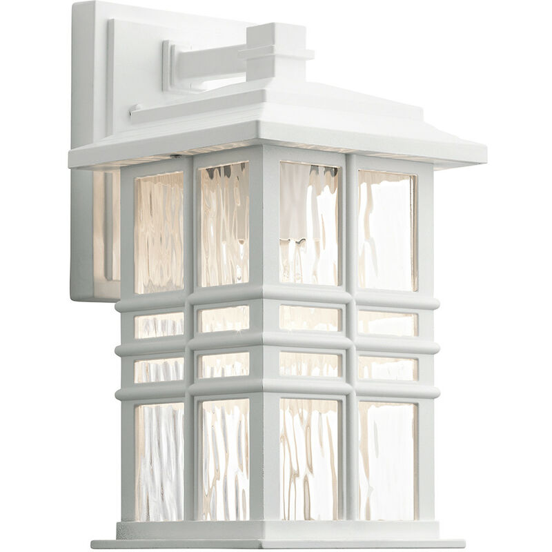 Beacon Square Outdoor 1 Light Wall Lantern, White, IP44, E27 - Elstead