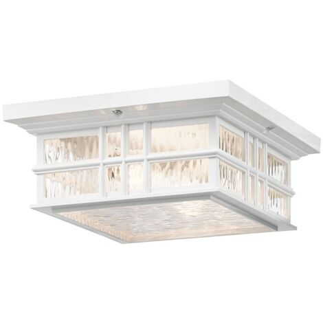 Elstead Beacon Square Plafonnier extérieur à 2 ampoules, blanc, IP44, E27