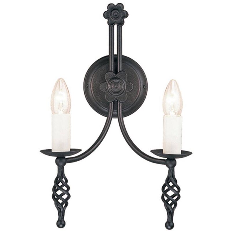 Elstead Belfry - Lampada da parete a candela per interni a 2 luci nera, E14