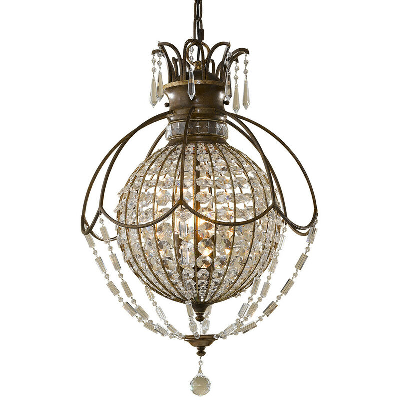 Feiss - Elstead Bellini - Lampadario a 3 luci con lampadario a sospensione in bronzo britannico, bronzo ossidato, E14