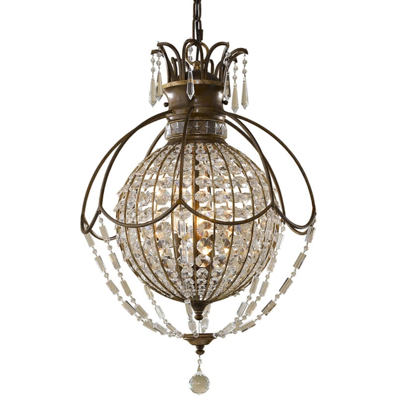 Elstead Bellini - Lampadario a 3 luci con lampadario a sospensione in bronzo britannico, bronzo ossidato, E14