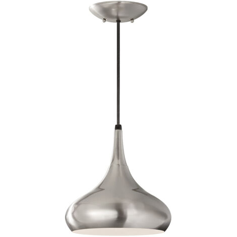 Elstead Beso - 1 Light Dome Deckenanhänger aus gebürstetem Stahl, E27