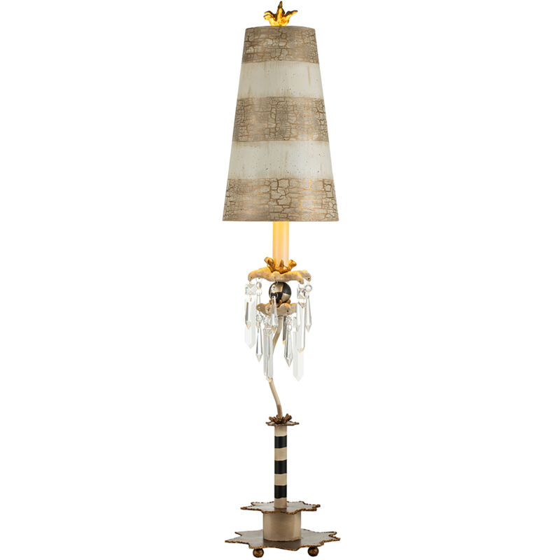 Lampada Da Scrivania Birdland Acciaio Nero Bianco Cristallo Bianco 1 Luce E27