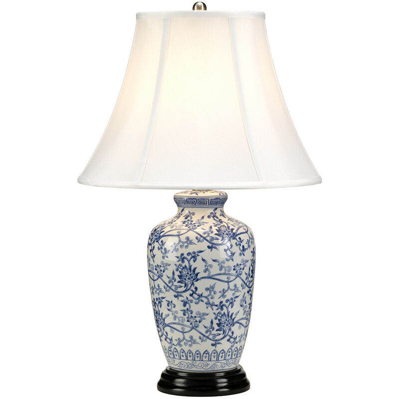 Blue g Jar Blue 1 Light Table Lamp with Tappered Shade, E27 - Elstead