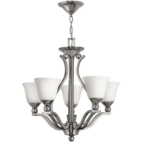 Elstead Bolla - Lampadario a 5 luci multibraccio finitura nichel spazzolato, attacco E27