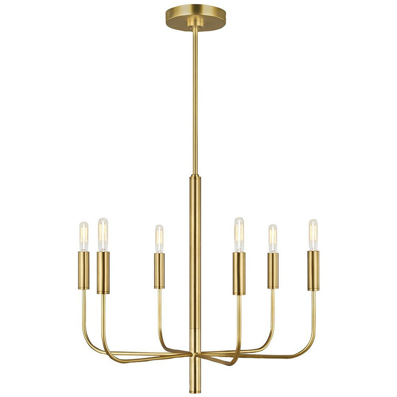 Brianna 6 Light Multi Arm Pendant Ceiling Light, Burnished Brass - Elstead