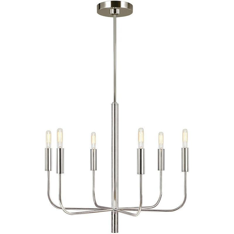 Brianna 6 Light Multi Arm Pendant Ceiling Light, Polished Nickel - Elstead