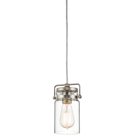 Elstead Brinley - 1 Mini-Pendelleuchte aus gebürstetem Nickel, E27
