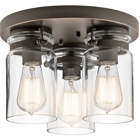 Elstead Brinley - 3 Light Flush Mount Deckenleuchte Nickel gebürstet, E27