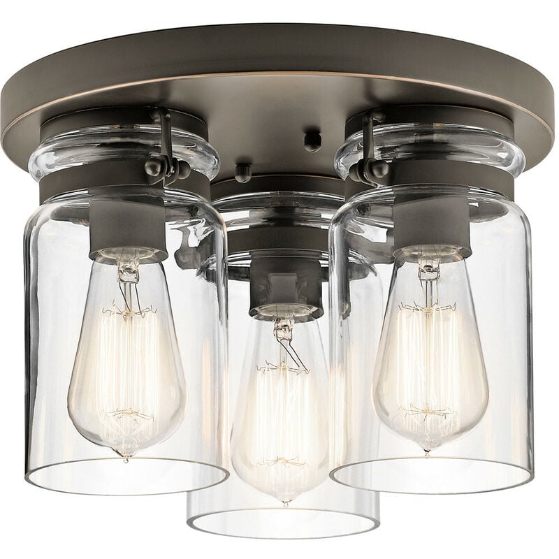 

Brinley - Lámpara de techo empotrada de 3 luces, níquel cepillado, E27 - Elstead